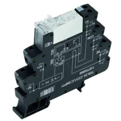 WEIDMULLER TRS 48VUC 1CO 16A Moduł przekaźnikowy, 48 V UC ±10 %, Zielona dioda LED, Prostownik, 1 zestyk przełączny (AgNi) , 250 V AC, 16 A, złącze śrubowe, Przycisk testowy: Nie 1479700000 /10szt./ (1479700000)